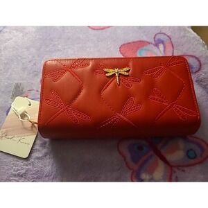 BLUSH KISS Red Double Zip-Around Wallet NWT